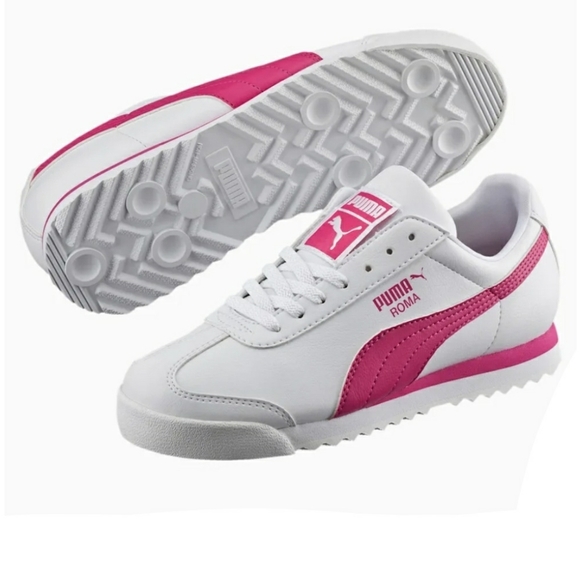 Puma Roma Basic Sneakers JRColor White -Fuchsia purpleSize 6.5C Big kids… - Picture 1 of 8